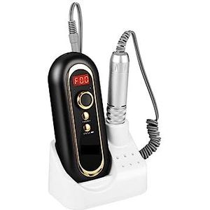Nagelvijl elektrisch, Elektrische nagelboormachine, 30000 RPM nagelboormanicureset, oplaadbare salongel nagellakschuurmachine Professioneel gereedschap(Nero)