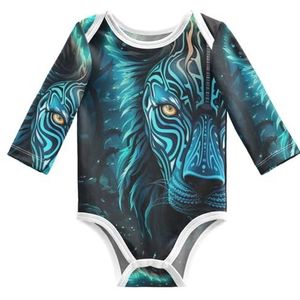 KAAVIYO Coole blauwe tijger babybody met lange mouwen, katoenen bodysuit voor neutrale pasgeborenen, 3-24 maanden, Patroon., 3 Maanden