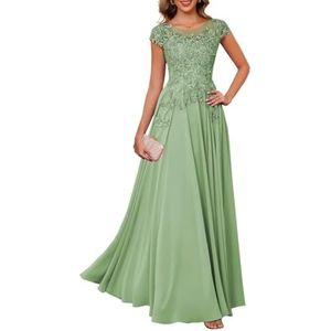 Dames chiffon moeder van de bruid jurk plooien Avond Prom jurken Cocktail Jurken Plus Size, Stoffige Salie, 32