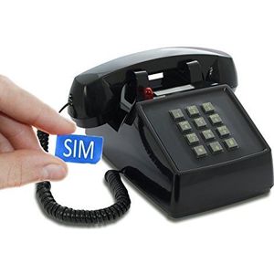 Opis PushMeFon Mobile 4G - Retro tafeltelefoon voor 4G/5G-netwerken met Voice Over LTE in de vorm van een jaren tachtig knoptelefoon met echte metalen bel (zwart)