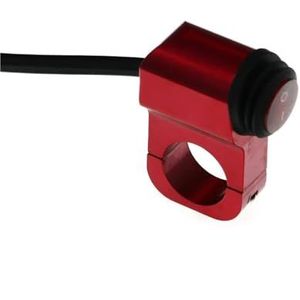 Motorfiets Stuurstart Stop-knop 7/8"" 22mm Motorfiets Aluminiumlegering Schakelaars Stuur Koplampschakelaar En 3 Draden Met Rood Voor LED-licht 12v 16A(Red)