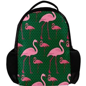Flamingo's moeder en baby gepersonaliseerde rugzak voor vrouwen en man School reizen werk Rugzak, Meerkleurig, 27.5x13x40cm, Rugzak Rugzakken