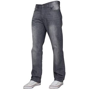 ENZO Heren Regular Fit Straight Fit Denim Blauwe Jeans Broek Alle Taille Been Maten, Grijs, 40W / 32L