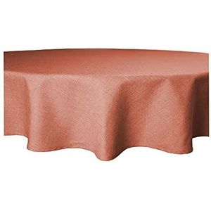 Tafelkleed 180 cm Ø rond structuur linnen-look gecoat water en vuil afstotend lotuseffect #1181 (terracotta)