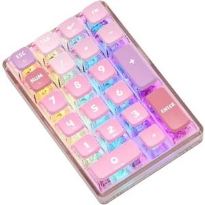 QPSJXN Bluetooth mechanische nummerpad 21 toetsen transparant toetsenbord gebruikt voor Photoshop, gaming en boekhouding (roze)