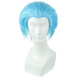 MTnoble Pruik 30cm Blue Men hittebestendige Short synthetisch haar for The Seven Deadly Sins Ban Cosplay (Color : Blue, Stretched Length : 12inches)