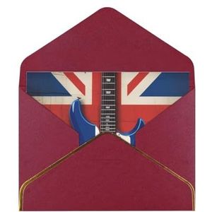 Gitaar Britse vlag bedrukte wenskaarten, prachtige blanco wenskaarten met enveloppen, grappige kaarten voor elke gelegenheid