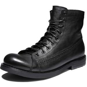 FaLkiN Herfst en winter werkkleding leren laarzen heren leren schoenen veelzijdige korte laarzen, Zwart, 43 EU