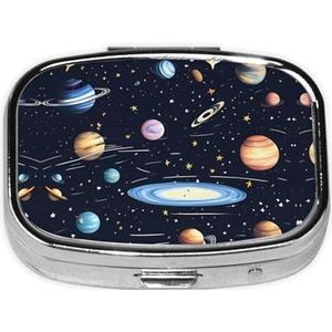 Pillendoos, snap-shutdeksels reizen pillendoos, draagbare pillenorganizer voor lange termijn opslag voor het dragen in zakken, portefeuilles, reizen, werk (De zonne-familie)