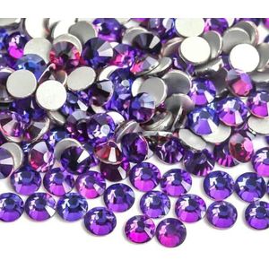 Lichtroze/Roos/Fuchsia Glazen 3D Nail Art Strass Steentjes SS3~SS34 Kristallen Nagels Non HotFix Decoraties-Nieuwste Paars-SS20 1440 stuk