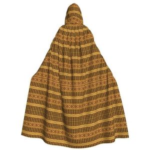 Bxzpzplj Gele en bruine driehoeken print mystieke mantel met capuchon voor mannen en vrouwen, Halloween, cosplay en carnaval, 185 cm