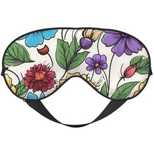 Gekleurde Doodle Bloemen Print Lichtgewicht Slaap Masker Ademend Lichtblokkerende Reizen Yoga Outdoor Avonturen