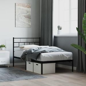 AJJHUUKI Bedden & accessoires Metalen bedframe met hoofdeinde zwart 80x200 cm meubels