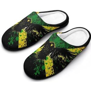 Jamaicaanse vlag adelaar dames slippers casual huisschoenen katoenen pantoffels indoor slippers met rubberen zool 7-8 (39-40)