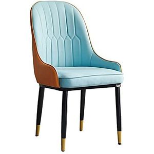 GEIRONV PU Lederen eetkamerstoelen, Moderne eenvoudige hotel lounge stoel voor woonkamer slaapkamer keuken receptie stoel 1 stuks Eetstoelen (Color : Blue)