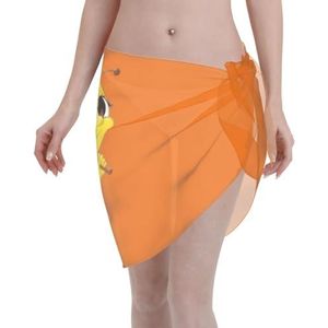 Bee Flying Print Elegante Strandwrap, Bikini Cover Up, Badmode Jurk voor Vrouwen, Perfect voor Zwembad en Resort Zwart, Zwart, one size