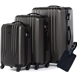 FERGÉ 3-delige koffer-set Reisbagage Marseille premium harde spinner premium bagage-koffer grijs