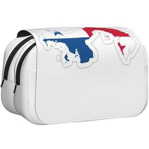 JEJEA Panama Vlag Kaart Print Pen Etui Potlood Case Houder Voor Potloden Make-up Multifunctionele Organizer Doos Voor Adluts, Zwart, Eén maat, Toilettas