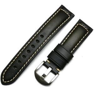 Horlogebanden Horlogebanden handgemaakt bruin zwart blauw vintage lederen horlogeband vervangende riem Mens (Color : Black Orange Edge, Size : 18mm)