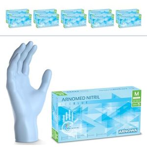 ARNOMED wegwerphandschoenen lichtblauw, nitril handschoenen M, wegwerphandschoenen met 2000 stuks, poedervrij. Latexvrije rubber handschoenen, verkrijgbaar in S, M, L & XL