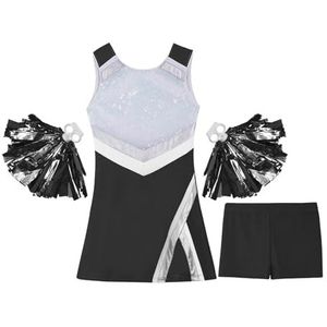 Cheerleader-Uniformen Cheerleader-Kostuums Cosplay voor Meisjes voor Kinderen Cheerleader-Uniformen Sportjurk + Bloemenballen Set voor Competitie Danskleding (Kleur: Bla