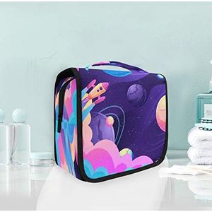 Roze ster wereld opknoping opvouwbare toilettas make-up reisorganisator tassen tas voor vrouwen meisjes badkamer