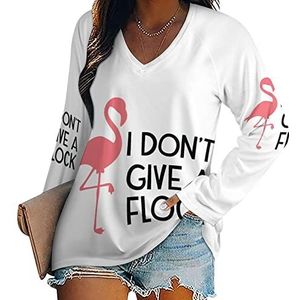 Roze Flamingo Nieuwigheid Vrouwen Blouse Tops V-hals Tshirt Voor Legging Lange Mouw Casual Trui