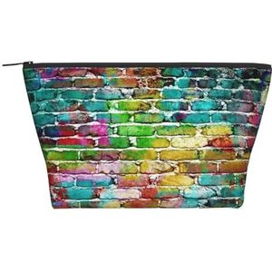 FZGGWYHL Graffiti Kleurrijke Baksteen Gedrukte Dagelijkse Opbergtas Reistoilettas Kosmetische Zak, Zwart, Eén maat, Tas Organizer