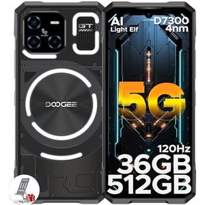 DOOGEE Blade GT Ultra 5G Mobiele telefoon, onbreekbaar, 36 GB + 512 GB, afmetingen 4 nm D7300, met led-effect, 100 MP AI-camera, 6,72 inch FHD+ 120 Hz, onbreekbare smartphone, wifi 6/33 W/Face ID/OTG