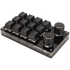 Mini-Toetsenbord, Bedraad Plug-and-play Toetsenbord met één Hand 12 Toetsen DIY Programmeerbare Blauwe Schakelaar Algemeen met 2 Knoppen voor Computer (Melk wit)