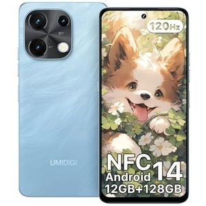 UMIDIGI Note 100 mobiele telefoon, Android 14 smartphone zonder abonnement, 120HZ Octa-Core, 12 (6 + 6) GB + 128 GB mobiele telefoon zonder contract, 6,8 inch, 50 MP, Face & Fingerprint, NFC, 5000mAh