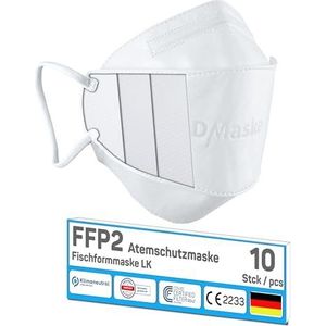 faciemF®, 10 stuks FFP2 adembeschermingsmasker | maskers voor mond- en neusbescherming | universeel masker als deeltjesbescherming | Made in Germany | direct uit voorraad leverbaar
