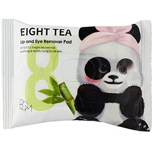 BOM Eight Tea Lip n Eye Remover Pads Waterproof, Eye en Lip Makeup Remover Wipes met groene thee, 30 tellen