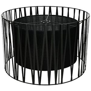 Grote lampenkap voor staande lampen fitting E27 zwart Ø50cm cilinder metaal stof kap MINA