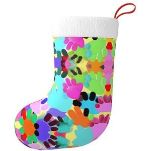 MGGAklp Veel Kleurrijke Hond Poot Print Kerst Kousen Snoep Zakken Voor Familie Vakantie Party Kerstboom Decoraties