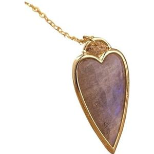 Elegant Labradorite Stone Pendant Necklace with Gold Chains - Women's Jewelry Gift (Color : Moonstone)
