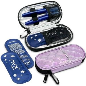 Nenyx Insuline Cooler Travel Case met 2 Ice Packs voor Insuline Pennen en Diabetische Medische Organizer voor Diabetes en Andere Diabetische Benodigdheden (Gradiënt Paars)