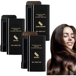 Waterdichte en zweetbestendige haarverfstick, witte haarverbergerstickkam, verbeterde draagbare haarverfstick met ingebouwde kam, 2-in-1 bijwerkkam, grijze haar-bijwerkstick (#1#2#3)