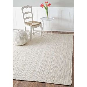 DecorAvenue Gebied tapijten, Indiaas handgemaakt natuurlijk handgeweven gevlochten jute tapijt voor woonkamer, slaapkamer (7'6"" x 9'6"" Ft, Off White)