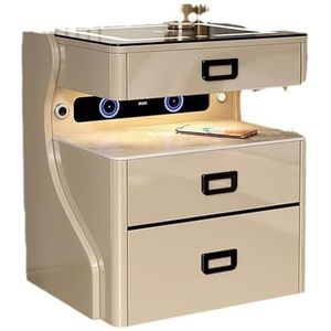 Slim nachtkastje, alles-in-één multifunctionele luidspreker, dubbele opbergkast for draadloos opladen, dubbele vibratie stereo Bluetooth-luidspreker for thuis (Color : Brown, Size : B)