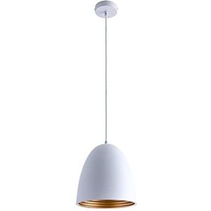 Paco Home Hanglamp Keukenlamp Pendellamp Eetkamer Eettafellamp Binnen Goud Of Wit 1,5m Textielkabel Inkortbaar E27, Gloeilamp: Zonder bollen, Kleur: Wit-Goud