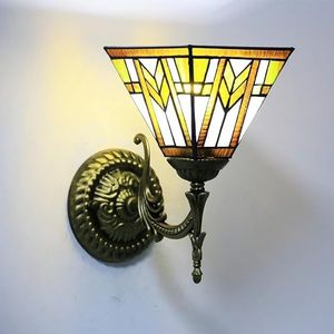 Tiffany Stijl Wandlamp, Gekleurd Glas LED Wandlamp, Metalen Nachtkastlamp In Woonkamer, Slaapkamer, Badkamer, Gang