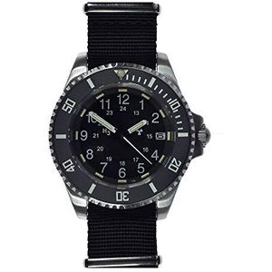 MWC Automatische Duiker Zwart Staal Tritium Datum Sapphire Keramische GTLS NAVO Militaire Mannen Horloge, Zwart, riem