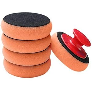 Barabesty 6 Stks/set Auto Wax Wassen Polish Pad Spons Schoonmaken Foam Kit Microfiber Applicator Pads met Gripper Handvat Auto-Styling