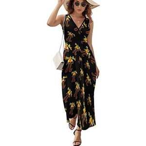 Pi A La Mode Casual Maxi-jurk Voor Vrouwen V-hals Zomerjurk Mouwloos Strandjurk 2XL