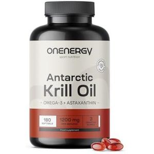 OnEnergy Krillolie 1200 mg - Omega-3, Choline en Astaxanthine - 180 Zachte Capsules - Antarctische Krillolie - Hart- en Leverfunctie - Hulp bij Vetmetabolisme - Glutenvrij en Lactosevrij