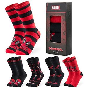 Marvel Heren sokken zacht ademend Avengers 5 Pack kuitlengte crew geschenken voor mannen (Rood/Zwart, 39-44 EU)