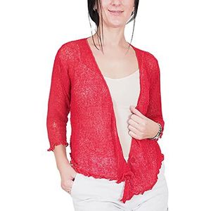 Mimosa Damesvestje, gehaakt, bolero, cardigan, rood (cherry red), One Size Grote Maten