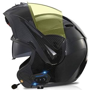 Modulaire motorhelm met Bluetooth ingebouwd Mp3 geïntegreerd intercomcommunicatiesysteem en headset met twee luidsprekers, door DOT goedgekeurde systeemhelmen met dubbel vizier G,XL