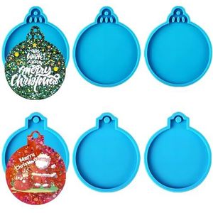 6 stuks kersthars mallen, 2 stijlen siliconen kerstboom ornamenten hars mal, kerstbal vorm hanger mal voor epoxyhars, doe-het-zelf ambachten, kerstboom decoraties